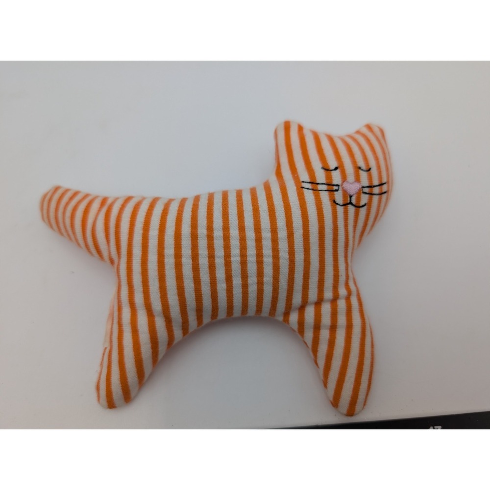 Ikea Orange Stripe Cat Plush Rattle 5 Inch Stuffed Animal Toy